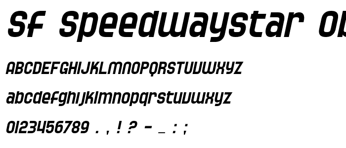 SF Speedwaystar Oblique font